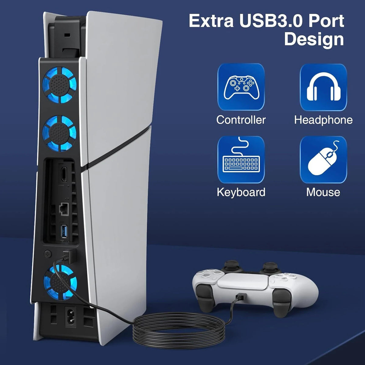 PS5 Slim Silent Cooling Fan With LED Light For Sony