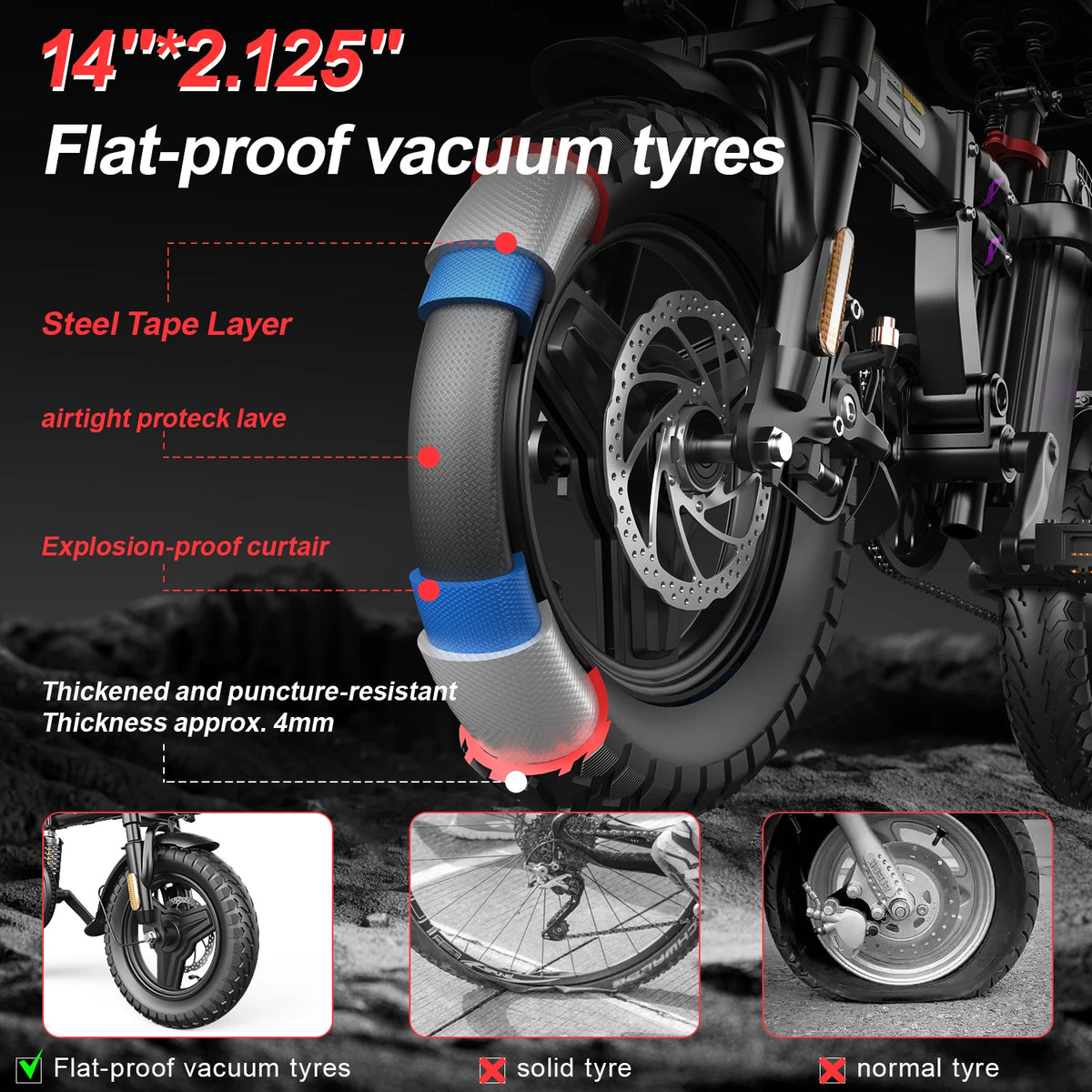 UPlee GE5 Folding Electric Bike 48V 15Ah 30 Miles Range