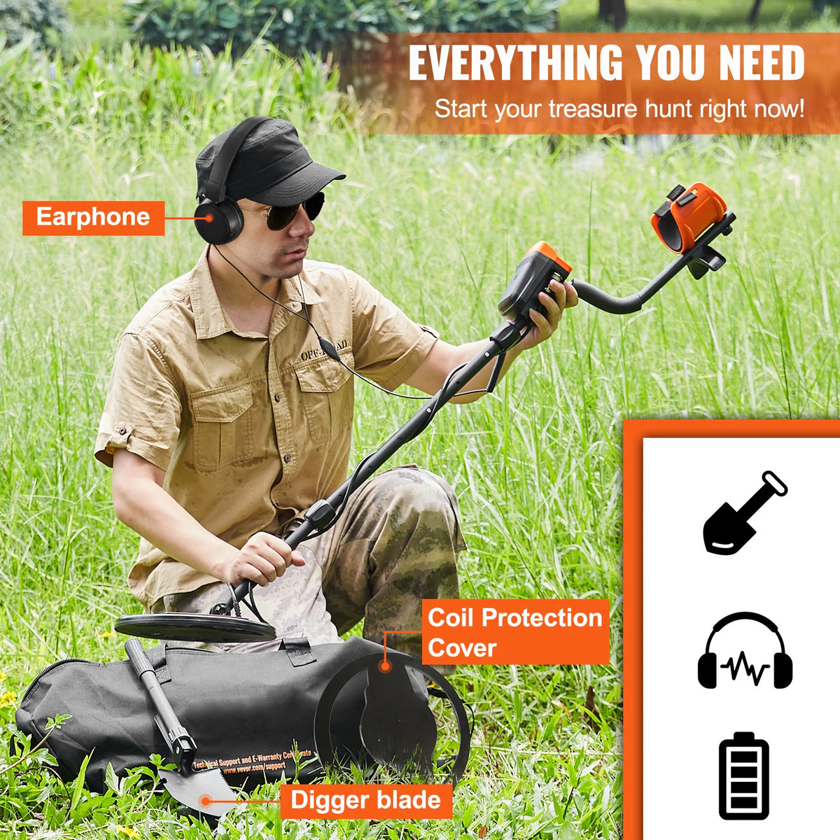 SucceBuy Metal Detector With Waterproof Coil And LCD Display 7 Modes