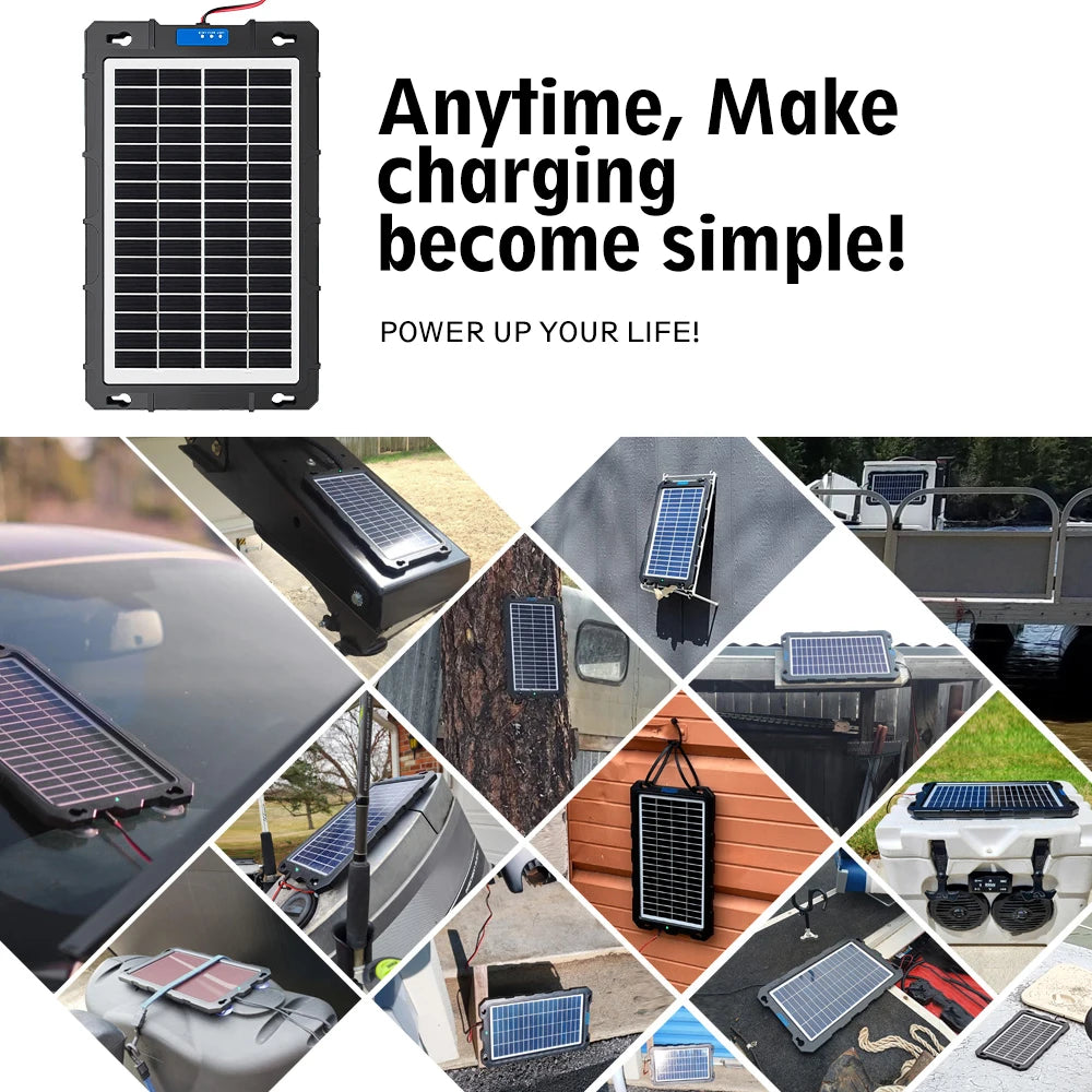 12V Solar Panel Battery Charger With Built In Controller IP65