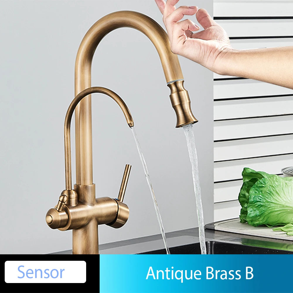 Onyzpily Kitchen Faucet No Sensor With Pull Out Spray Dual Handle