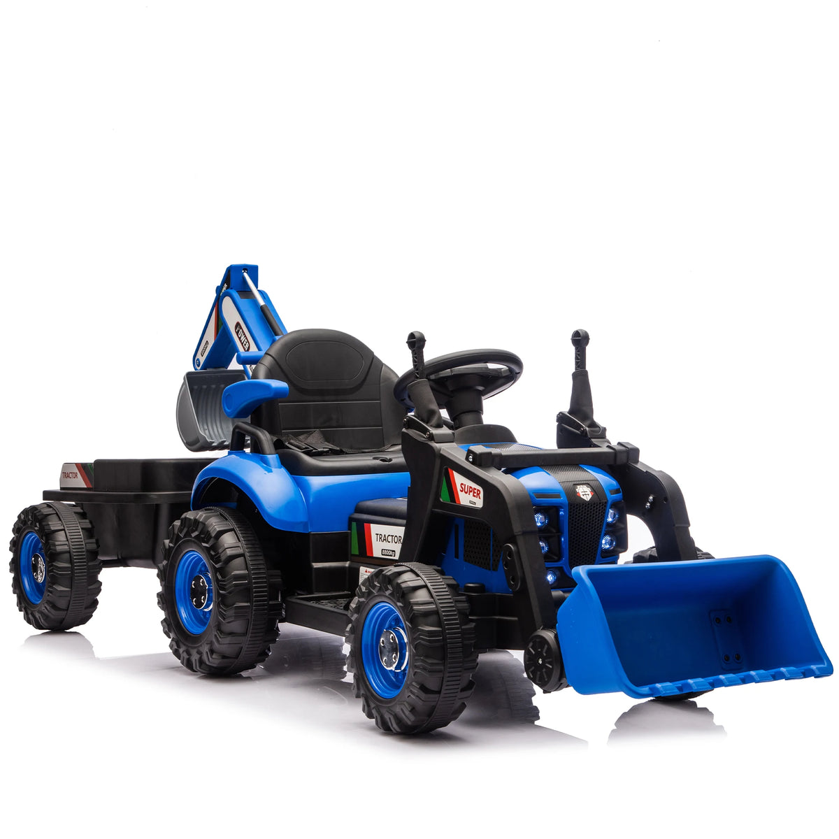 24V Kids Ride On Electric Tractor With Remote Control And LED Lights