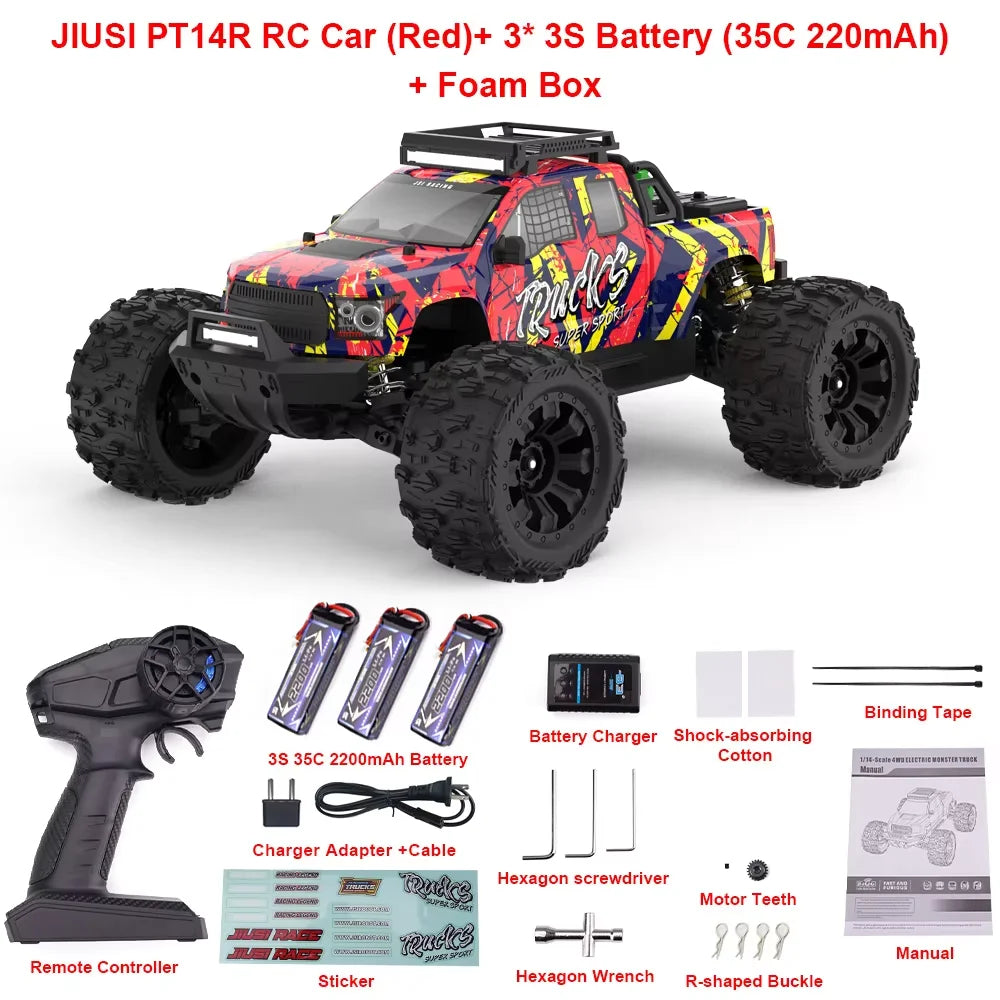 JIUSI Brushless MT14R RC Car 80kmh 4WD Racing Truck