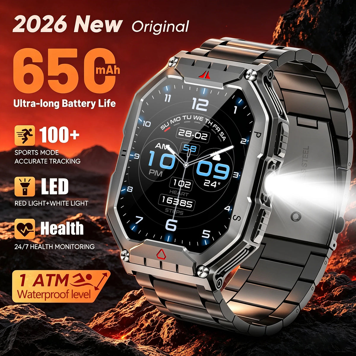 AMOLED Smartwatch With GPS Heart Rate Blood Oxygen Monitor