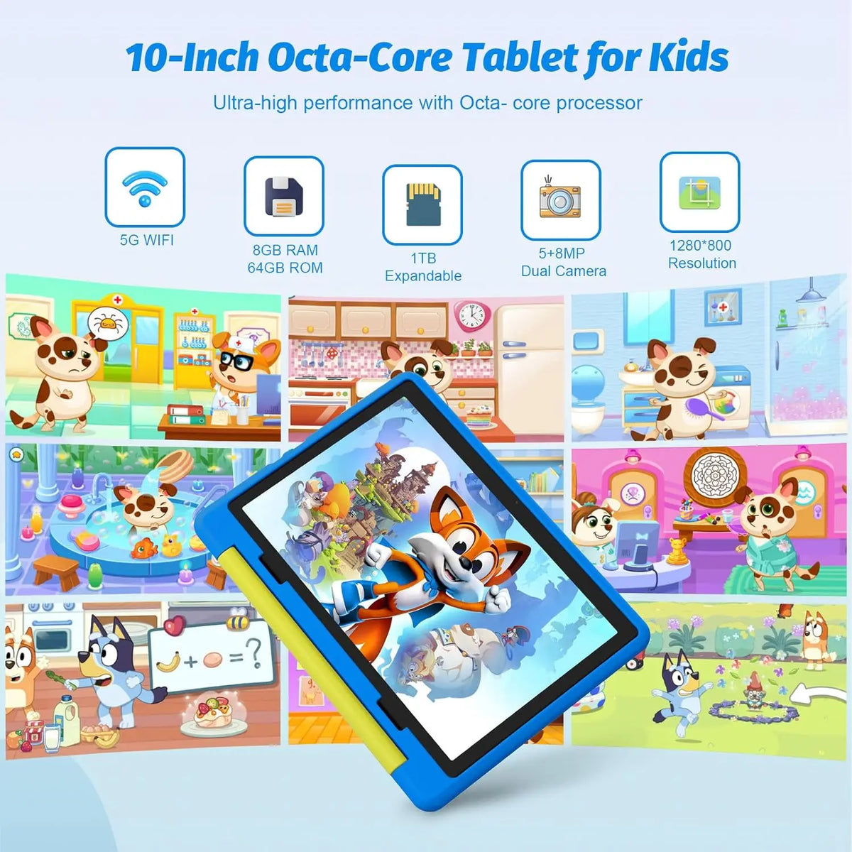 AEEZO-US Kids Tablet Android 14 Parental Control Case Included