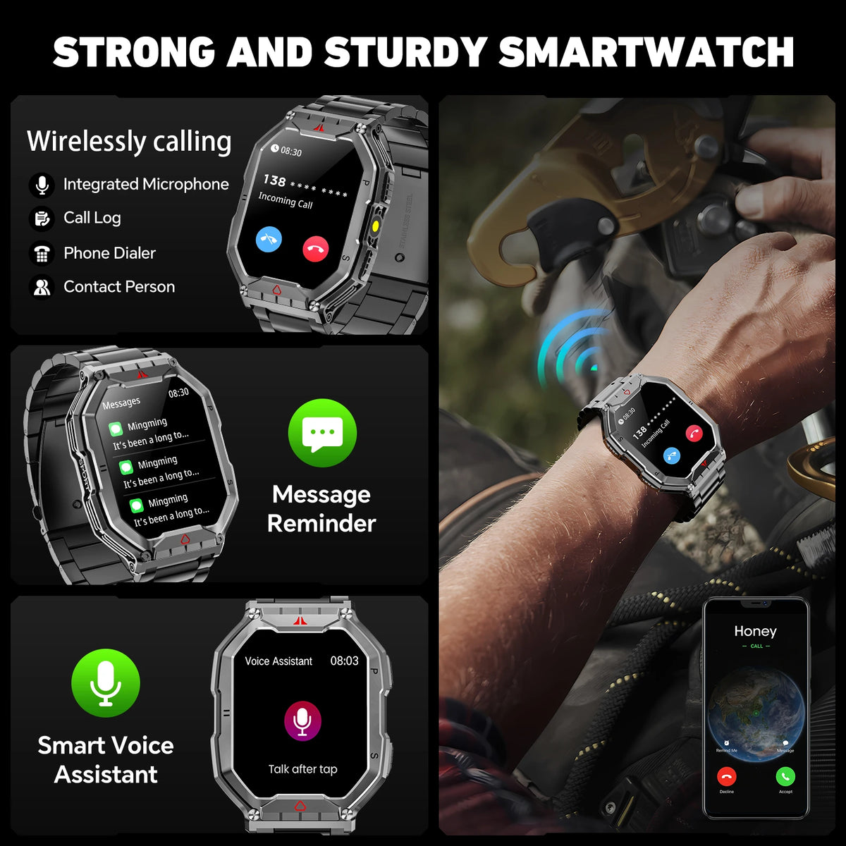 AMOLED Smartwatch With GPS Heart Rate Blood Oxygen Monitor