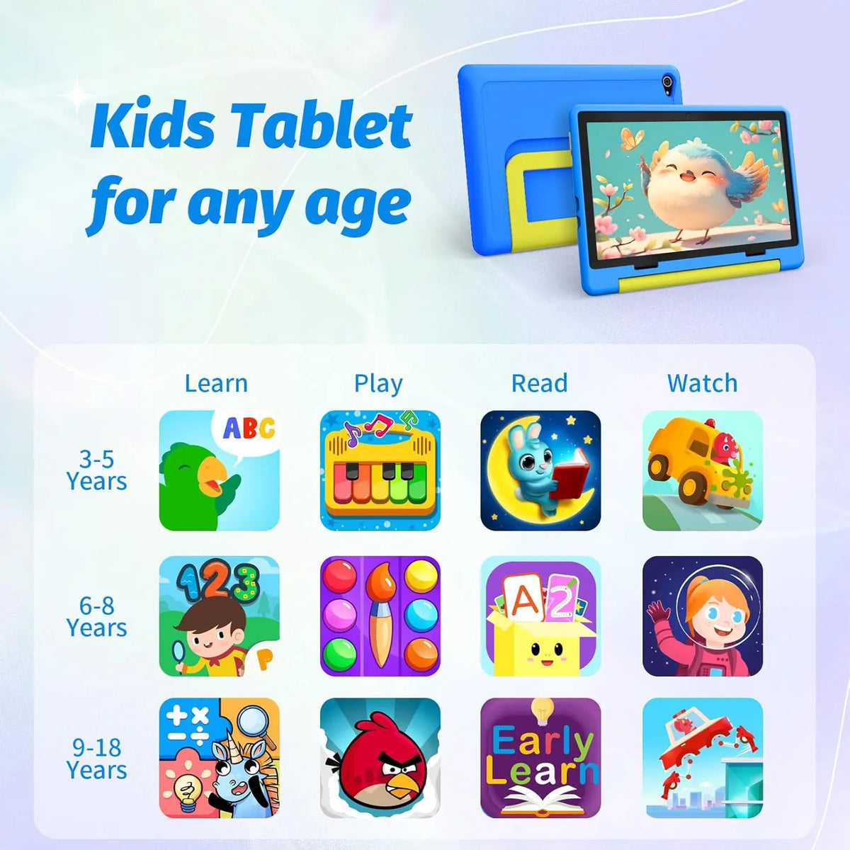 AEEZO-US Kids Tablet Android 14 Parental Control Case Included