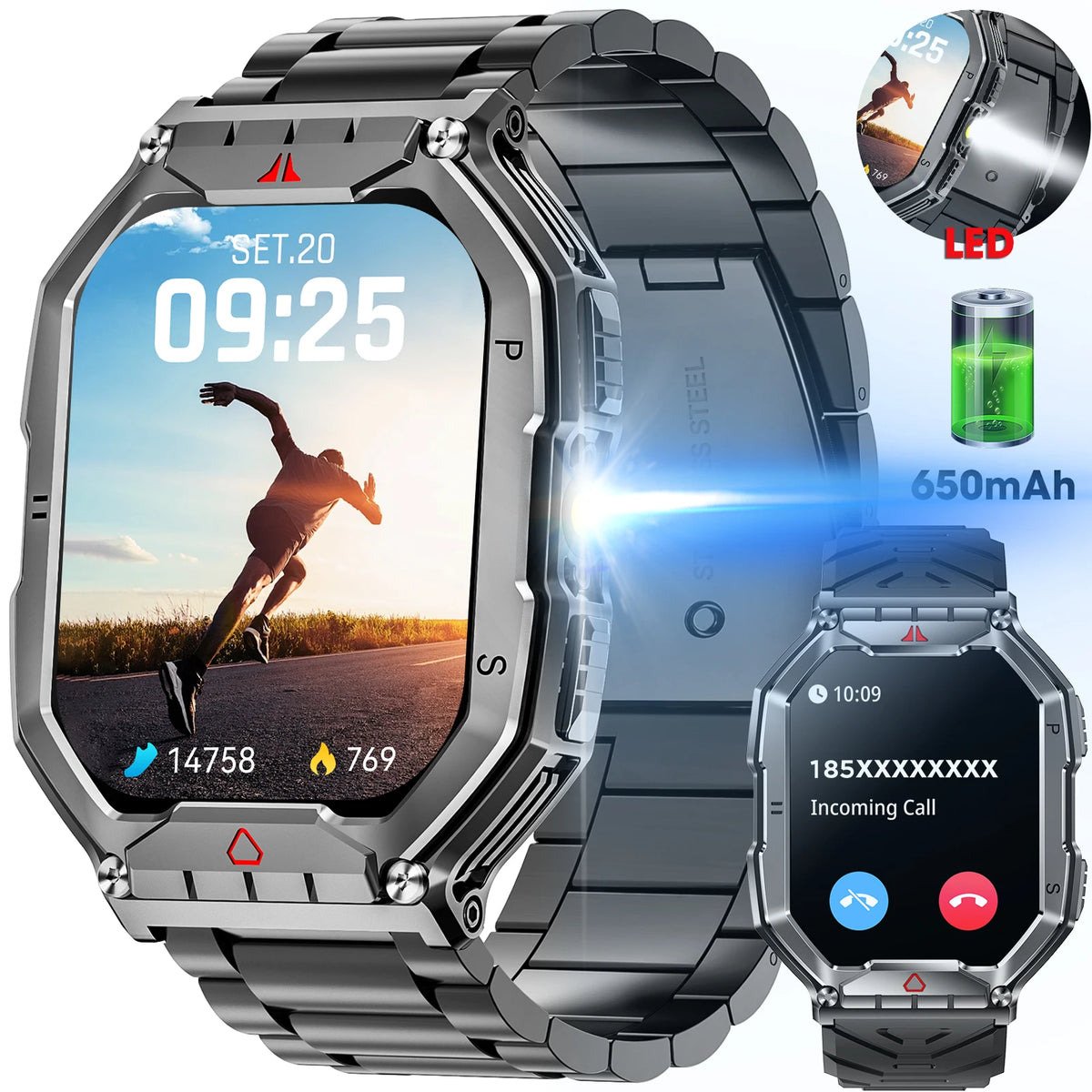 AMOLED Smartwatch With GPS Heart Rate Blood Oxygen Monitor
