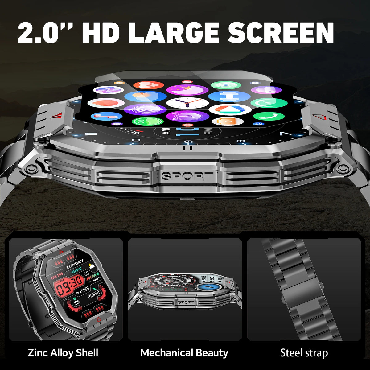 AMOLED Smartwatch With GPS Heart Rate Blood Oxygen Monitor