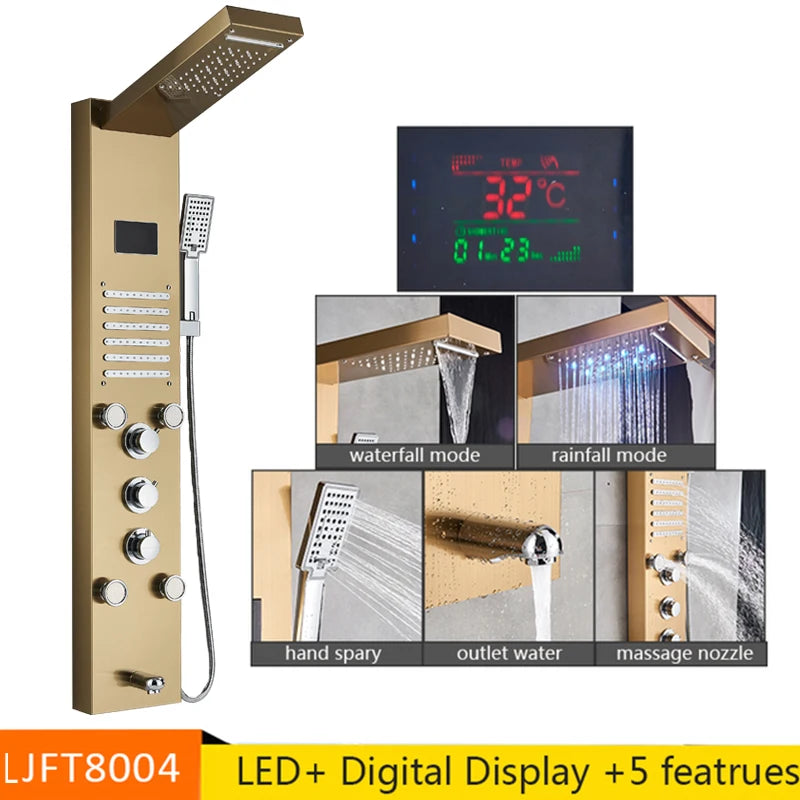Senlesen LED Light Shower Panel Waterfall Rain Digital Display System