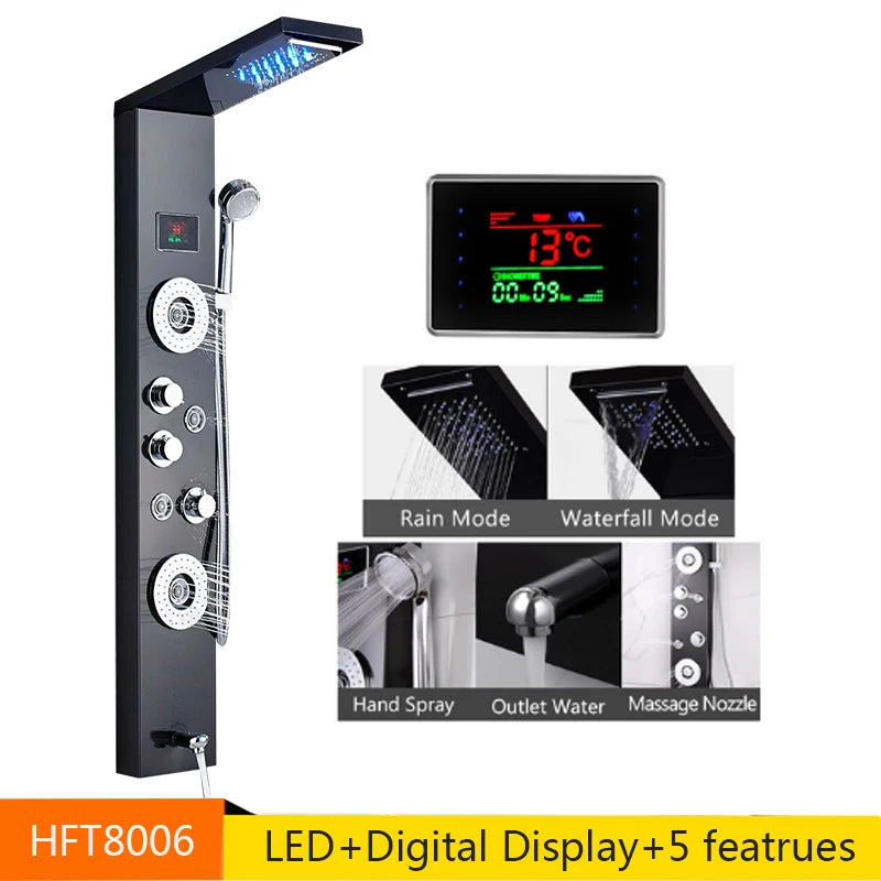 Senlesen LED Light Shower Panel Waterfall Rain Digital Display System