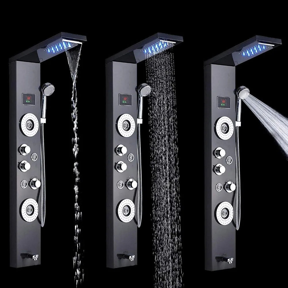 Onyzpily LED Shower Panel Tower System Wall Mounted Mixer Tap