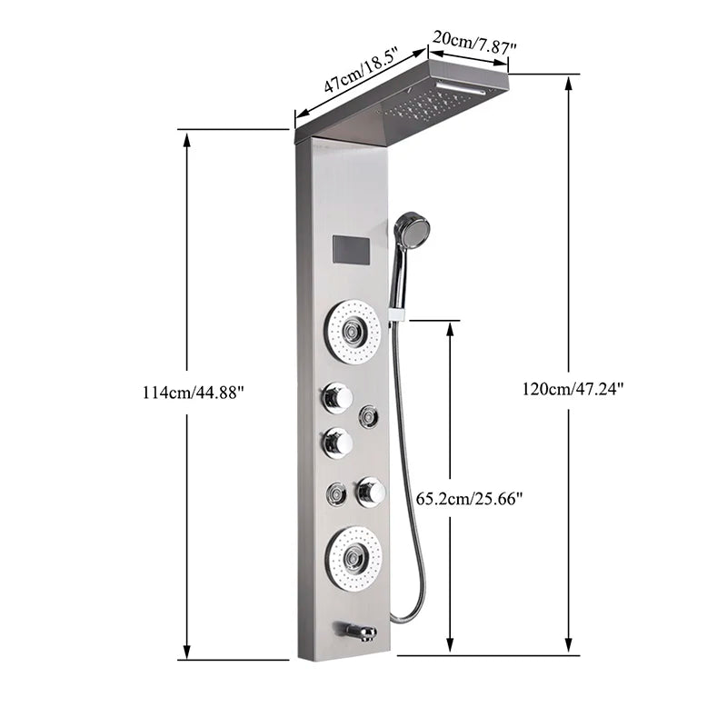Onyzpily LED Shower Panel Tower System Wall Mounted Mixer Tap