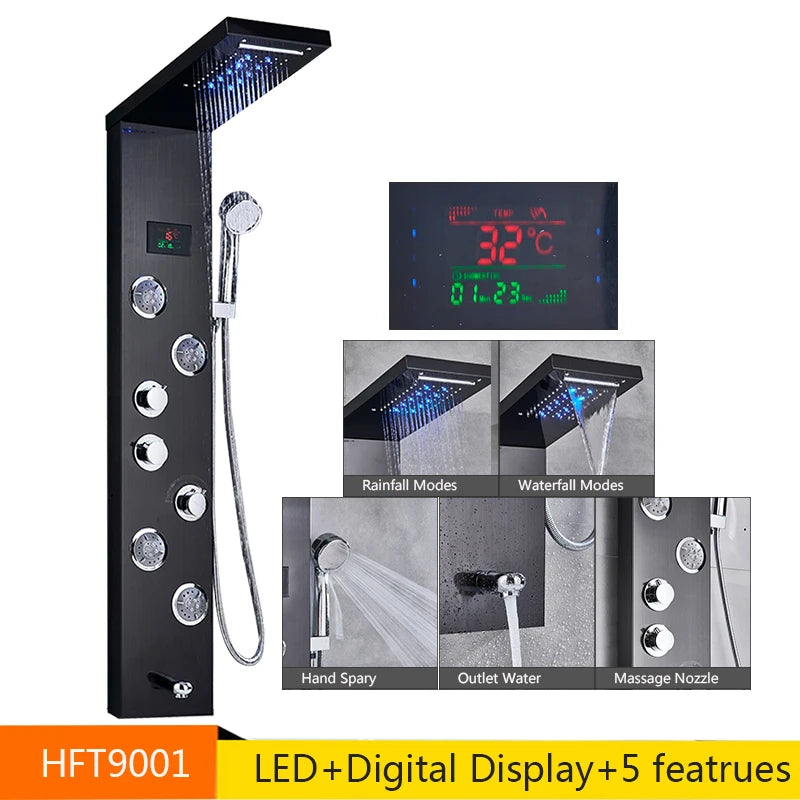Senlesen LED Light Shower Panel Waterfall Rain Digital Display System