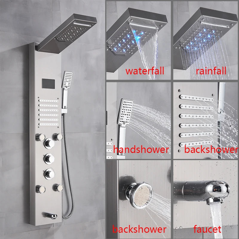Senlesen LED Light Shower Panel Waterfall Rain Digital Display System