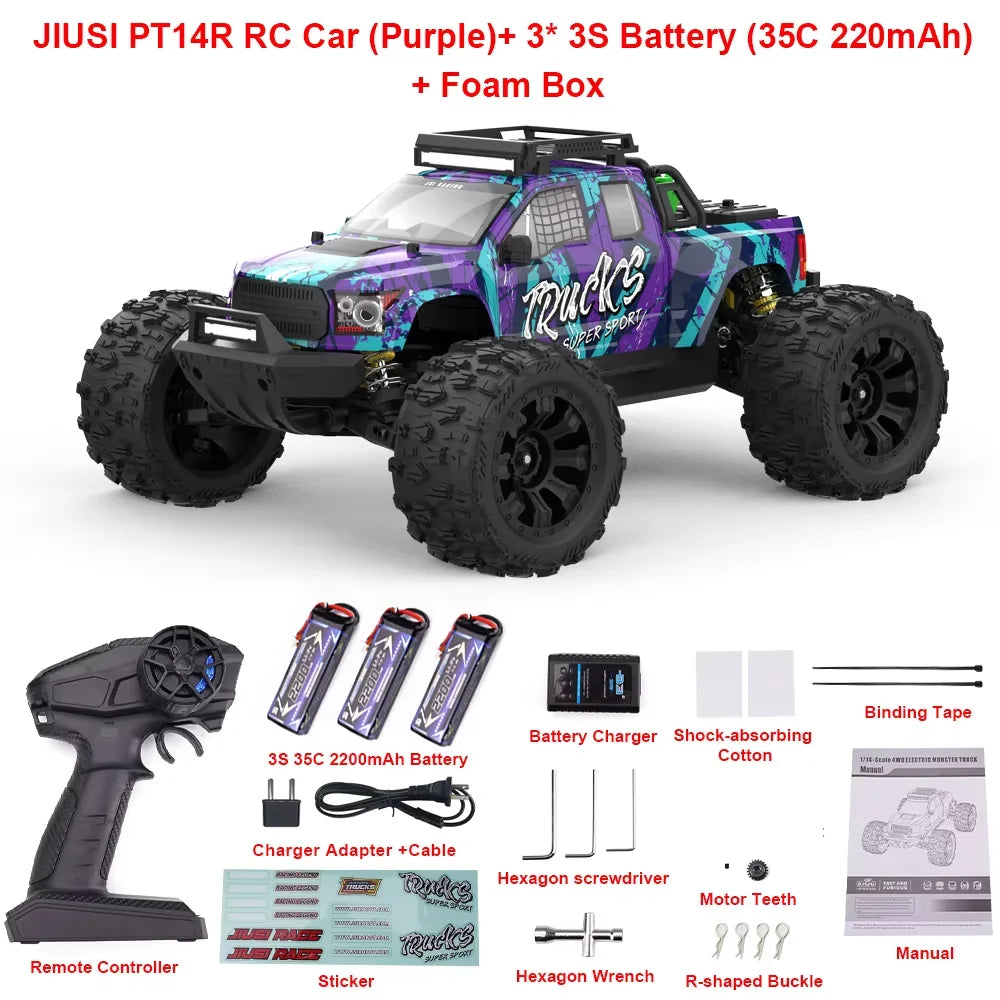 JIUSI Brushless MT14R RC Car 80kmh 4WD Racing Truck