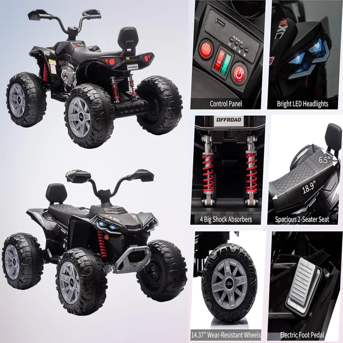 24V Kids Electric ATV Off-Road With Dual Motors And Lights