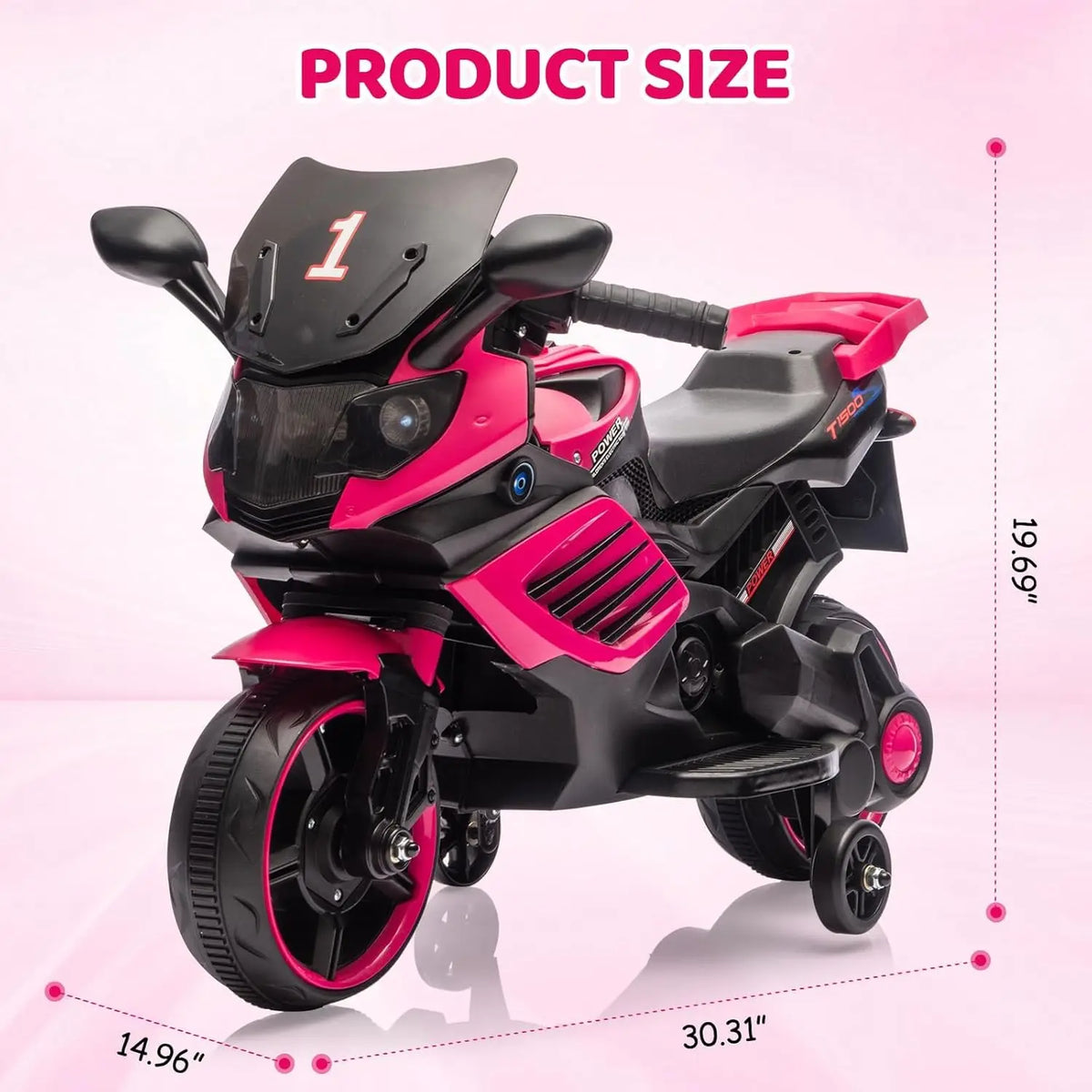 HiMISS 6V Kids Motorcycle Ride On With Training Wheels