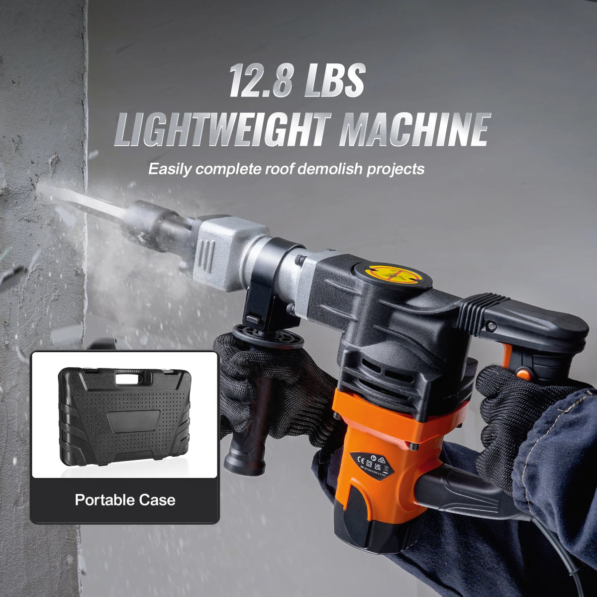 SucceBuy 1400W Electric Demolition Jack Hammer Heavy Duty 2900 BPM