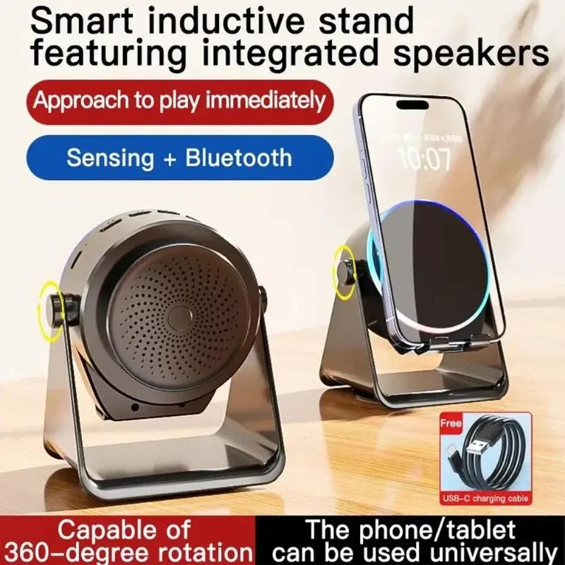 Inductive Wireless Phone Stand With Speaker And USB Charging