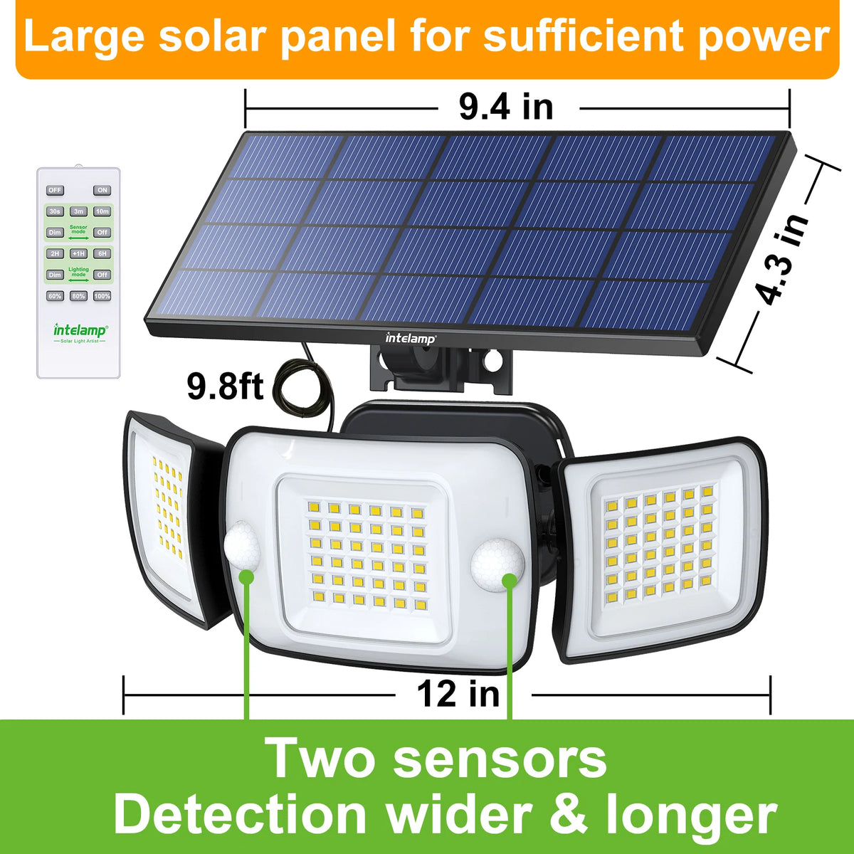 Intelamp Solar LED Flood Light With Motion Sensors