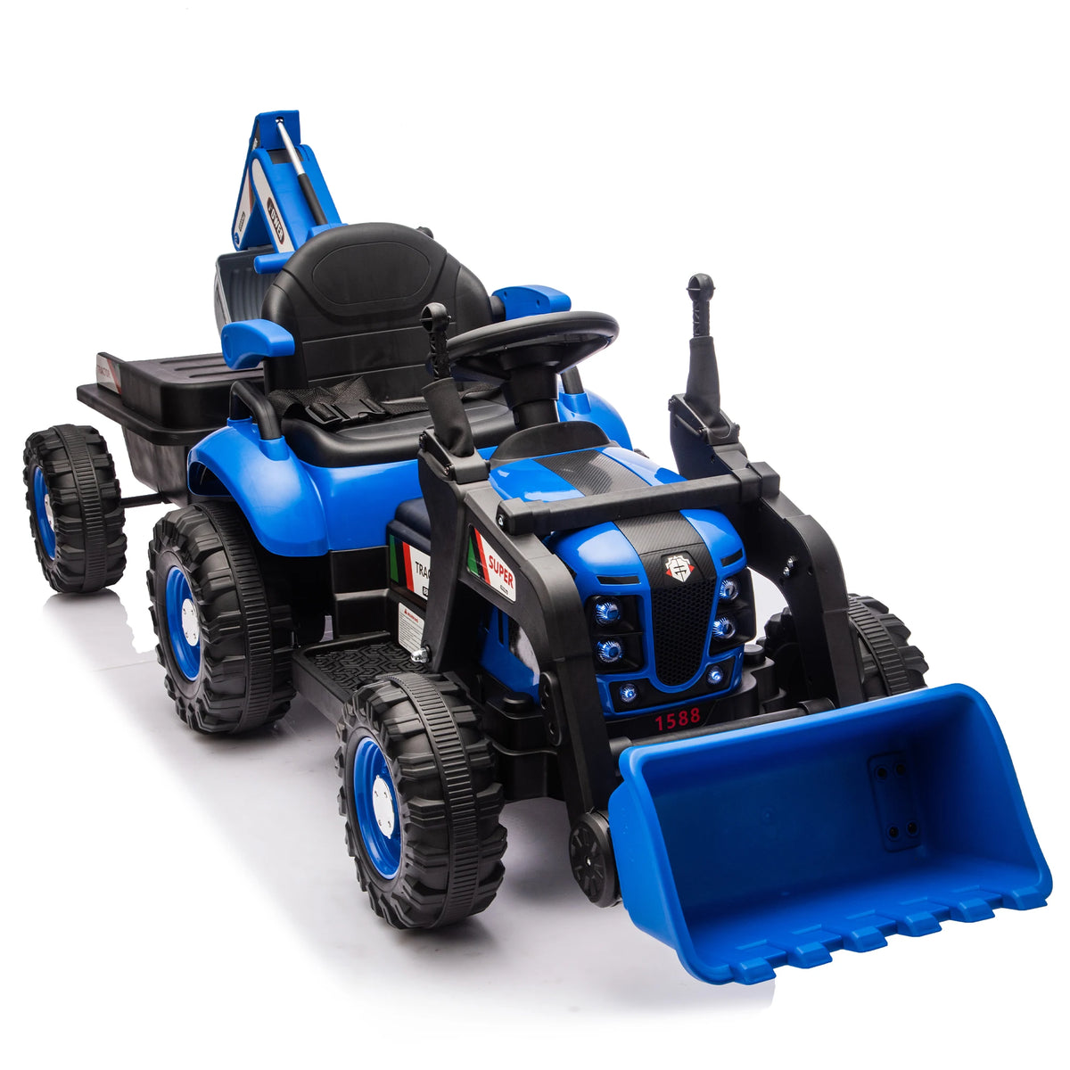 24V Kids Ride On Electric Tractor With Remote Control And LED Lights