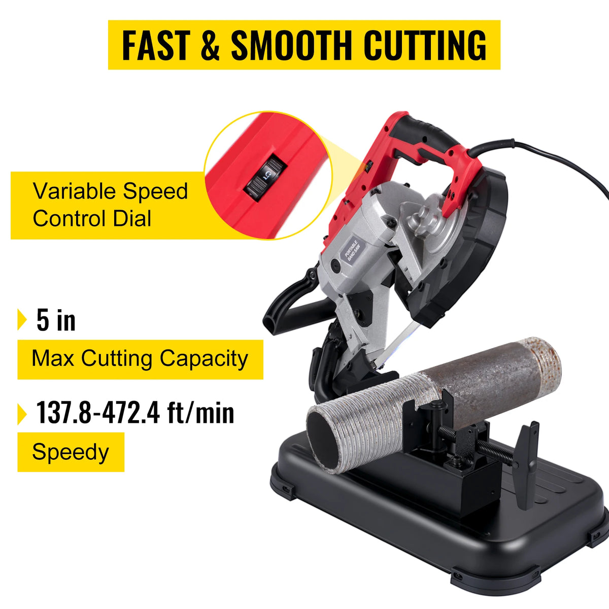 SucceBuy Portable Band Saw Cordless Variable Speed 10 Amp Metal