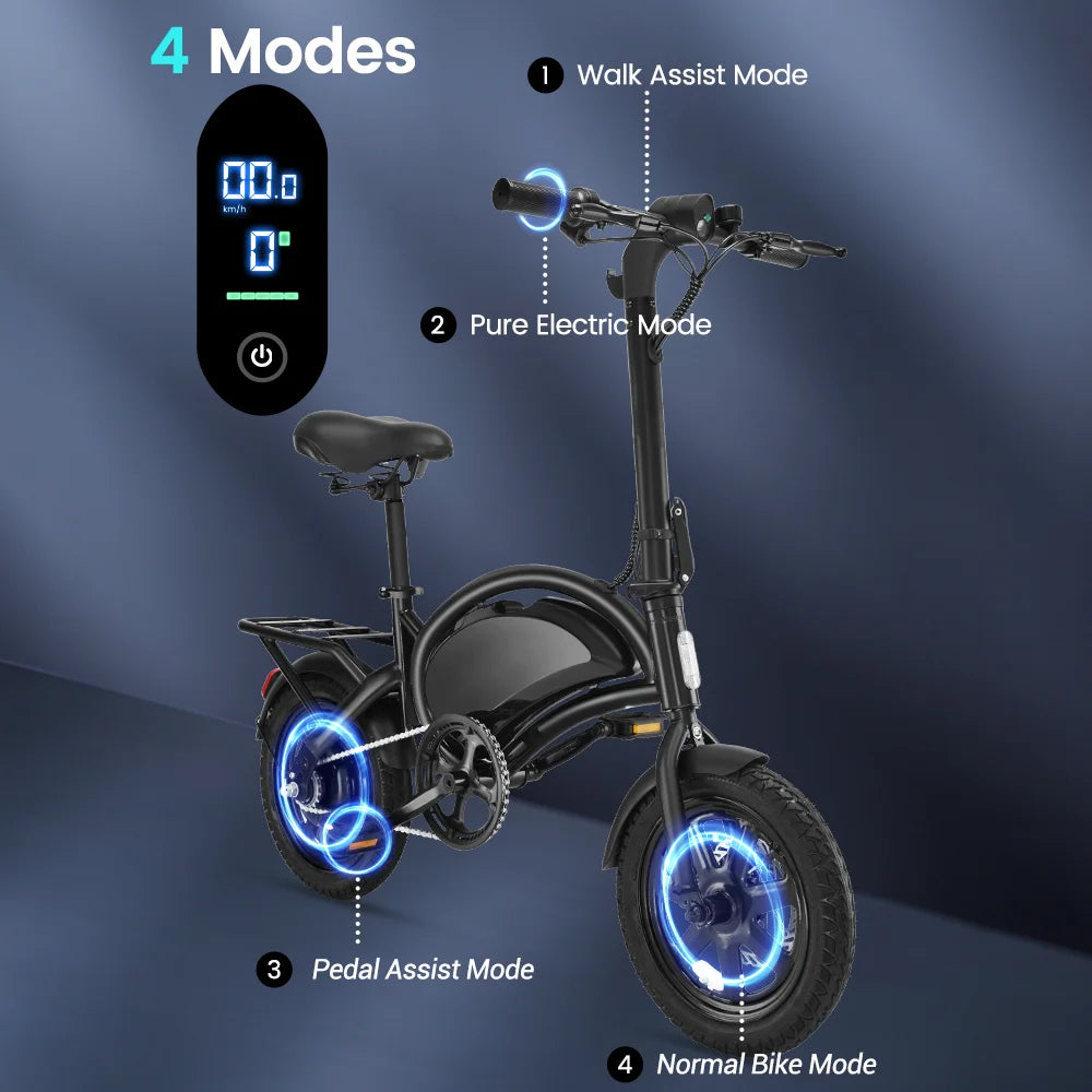 DYU Folding Electric Bike For Adults 500W Peak 20 MPH