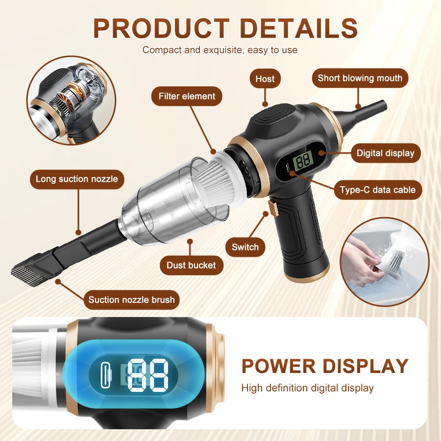 ABS Wireless Car Vacuum Cleaner High Power Portable