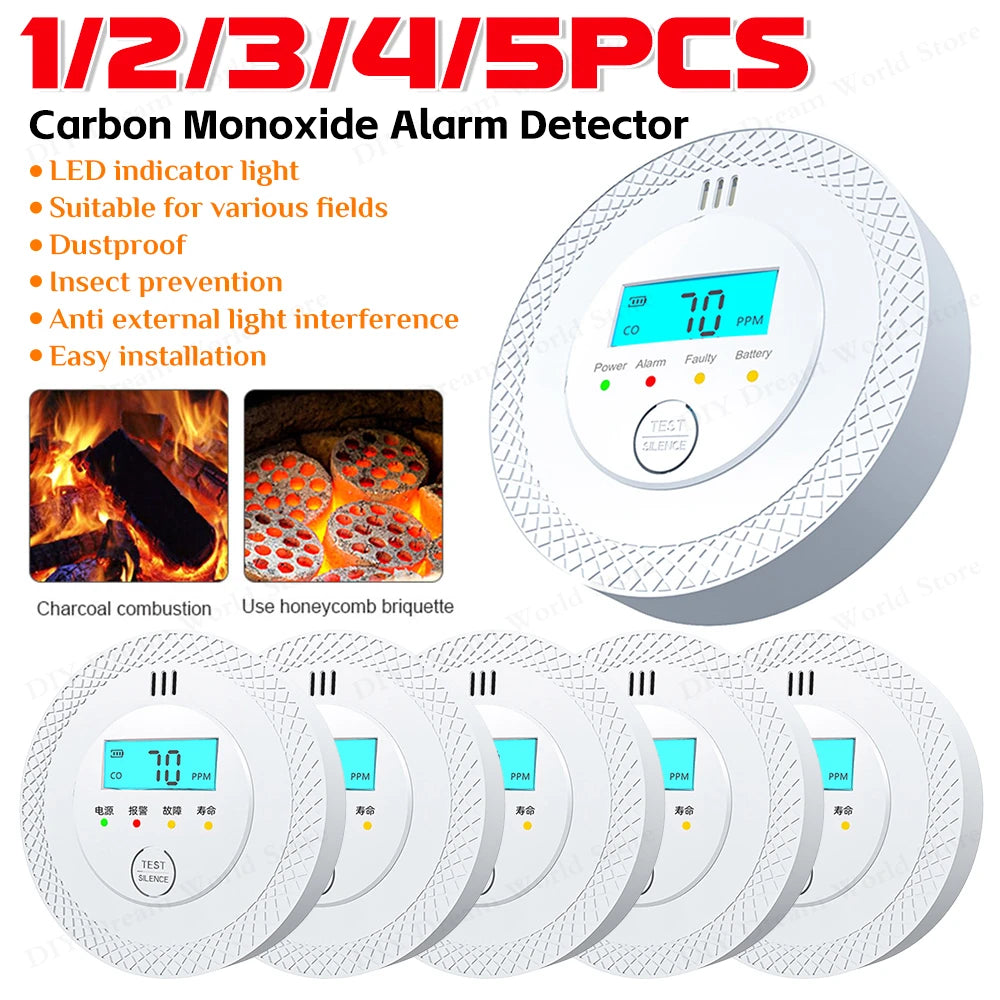 Carbon Monoxide Alarm Detector With LCD Display For Home Safety
