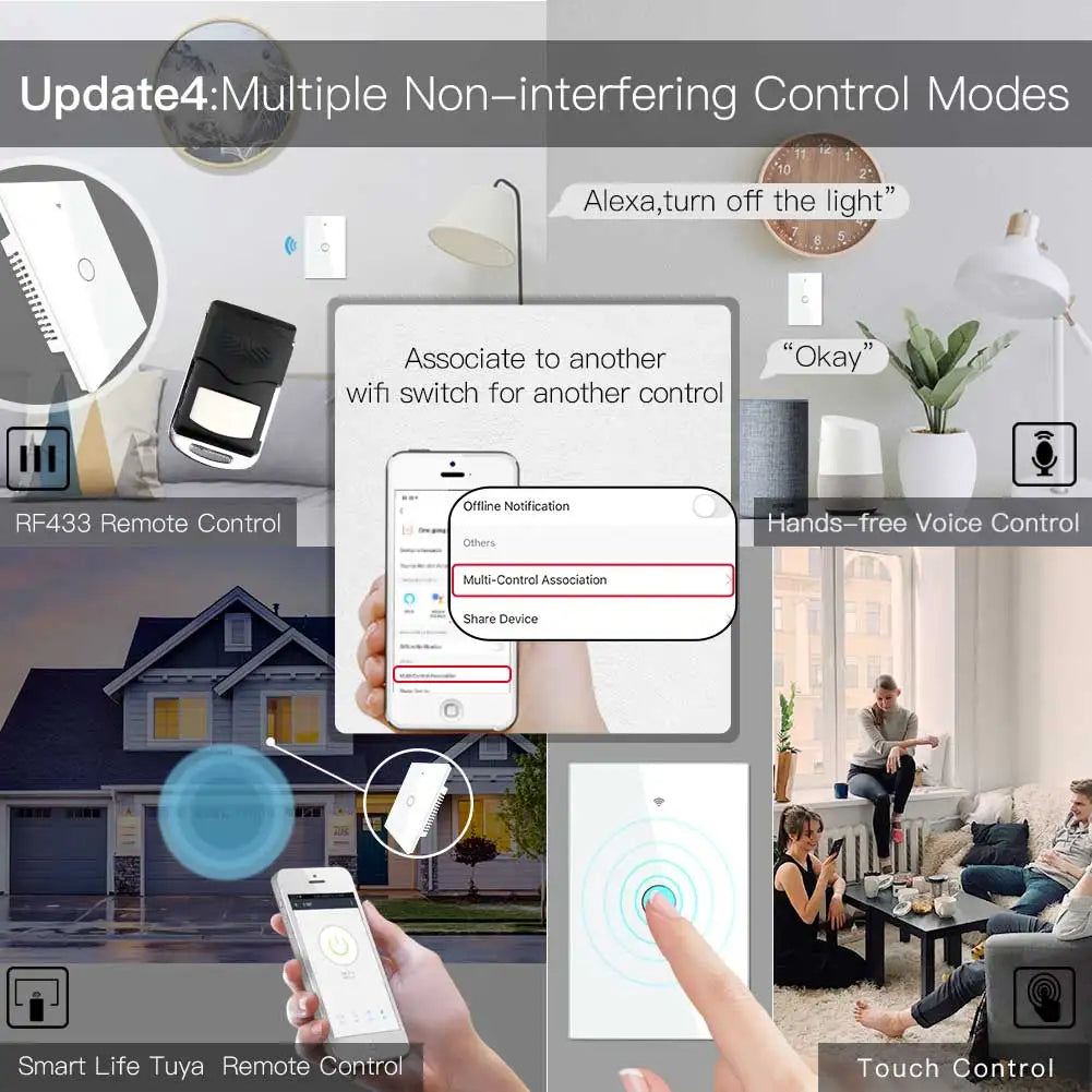 MOES Smart Glass Panel Switch Tuya App Multi Control Gang