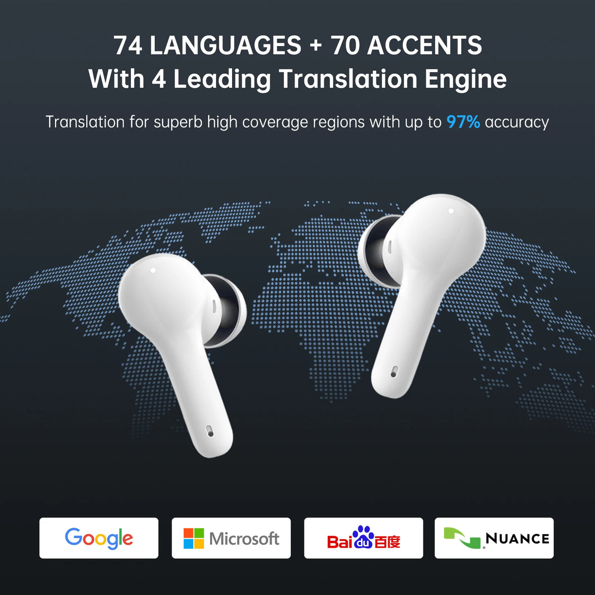 Wooask M6 Translator Earbuds 144 Languages Bidirectional Real Time