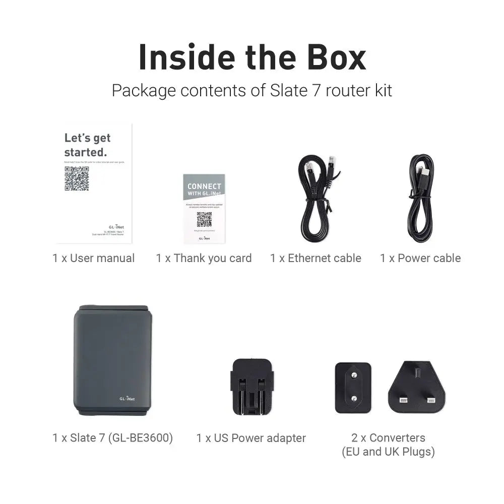 GL.iNet GL-BE3600 Slate 7 WiFi 7 Travel Router Portable