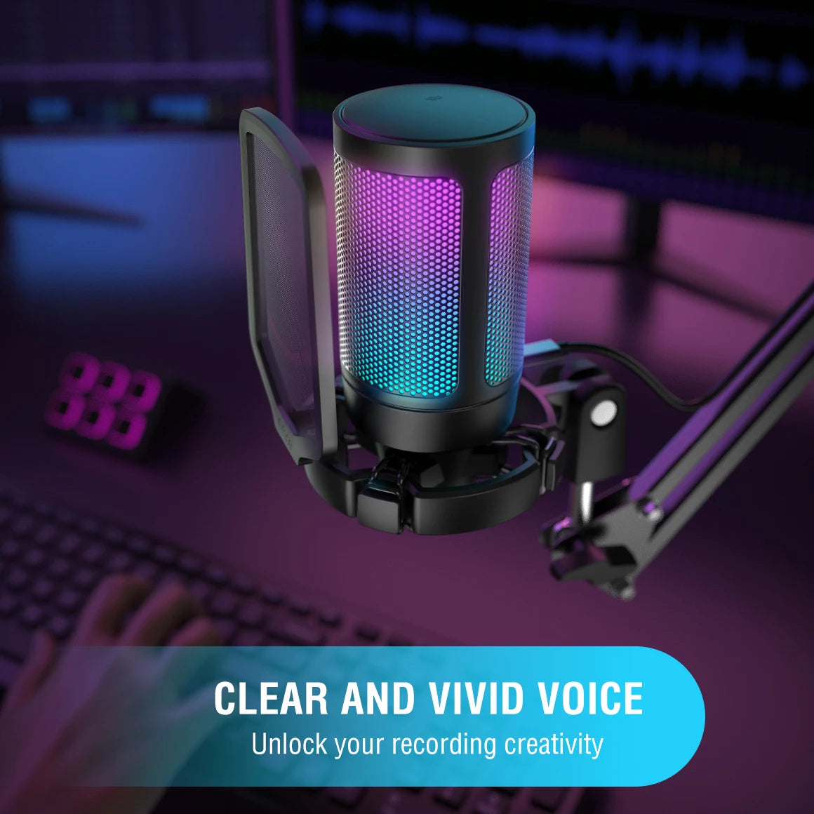 FIFINE Ampligame USB Gaming Microphone With Pop Filter And Gain