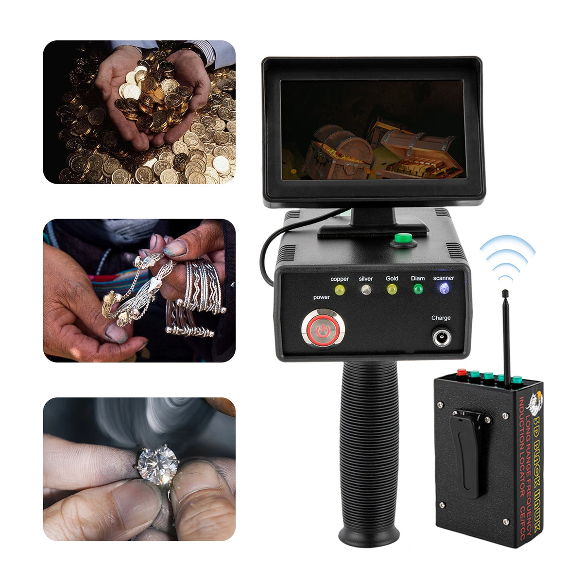 3D Led Metal Detector With Underground Range Treasure Locator
