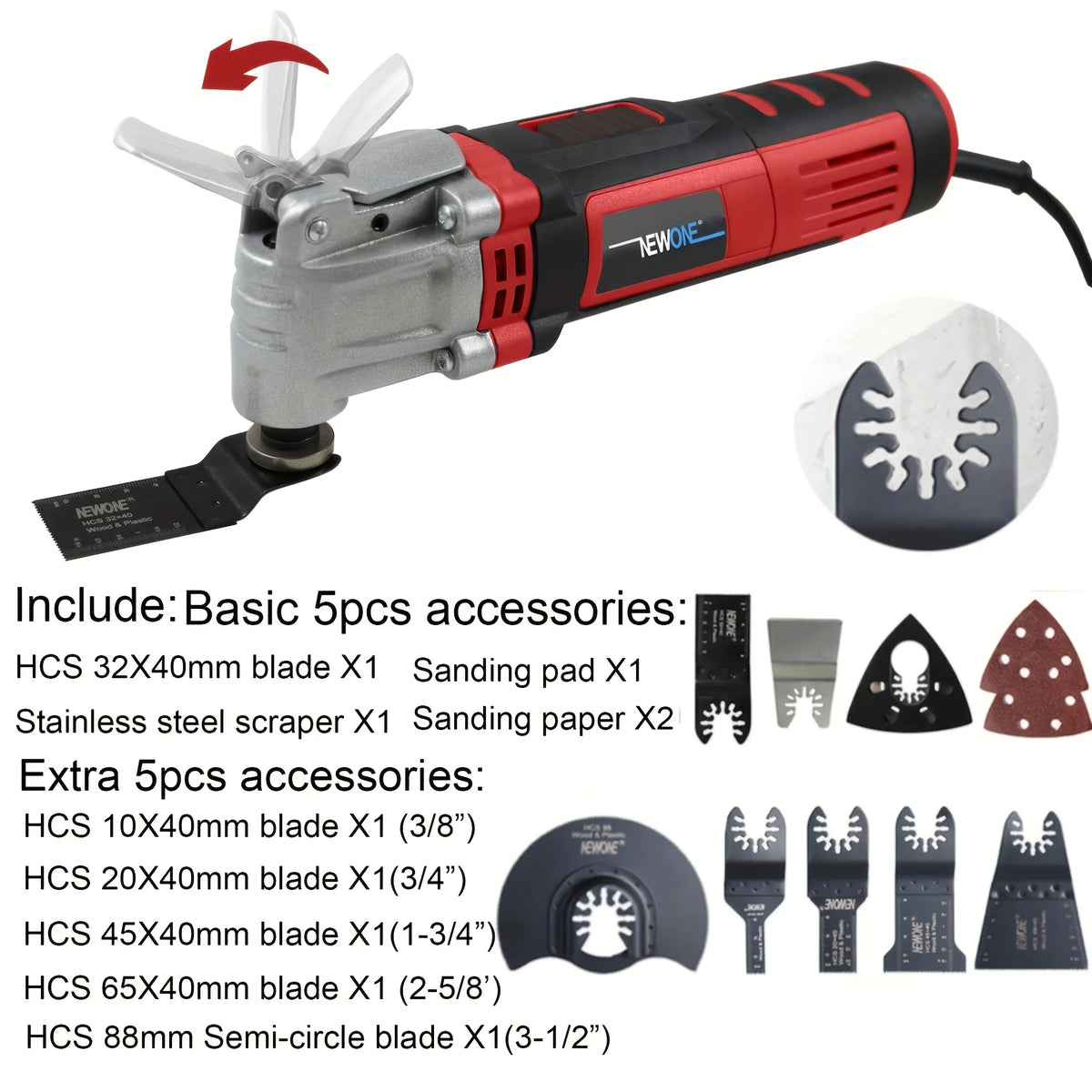 NEWONE 500W Quick Release Oscillating Multi Tool DIY Renovation