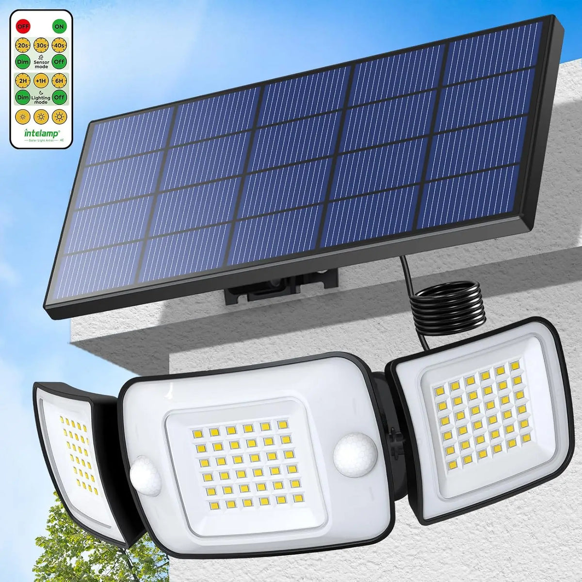 Intelamp Solar LED Flood Light With Motion Sensors