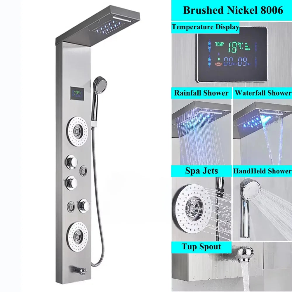 SHBSHAIMY Shower Panel Tower System Rainfall Spa Massage Temperature Screen