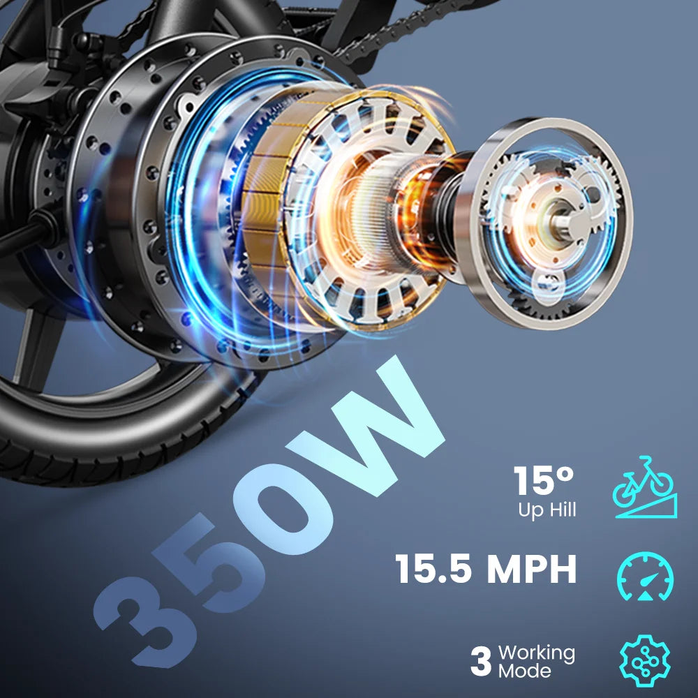 DYU Folding Electric Bike For Adults 500W Peak 20 MPH