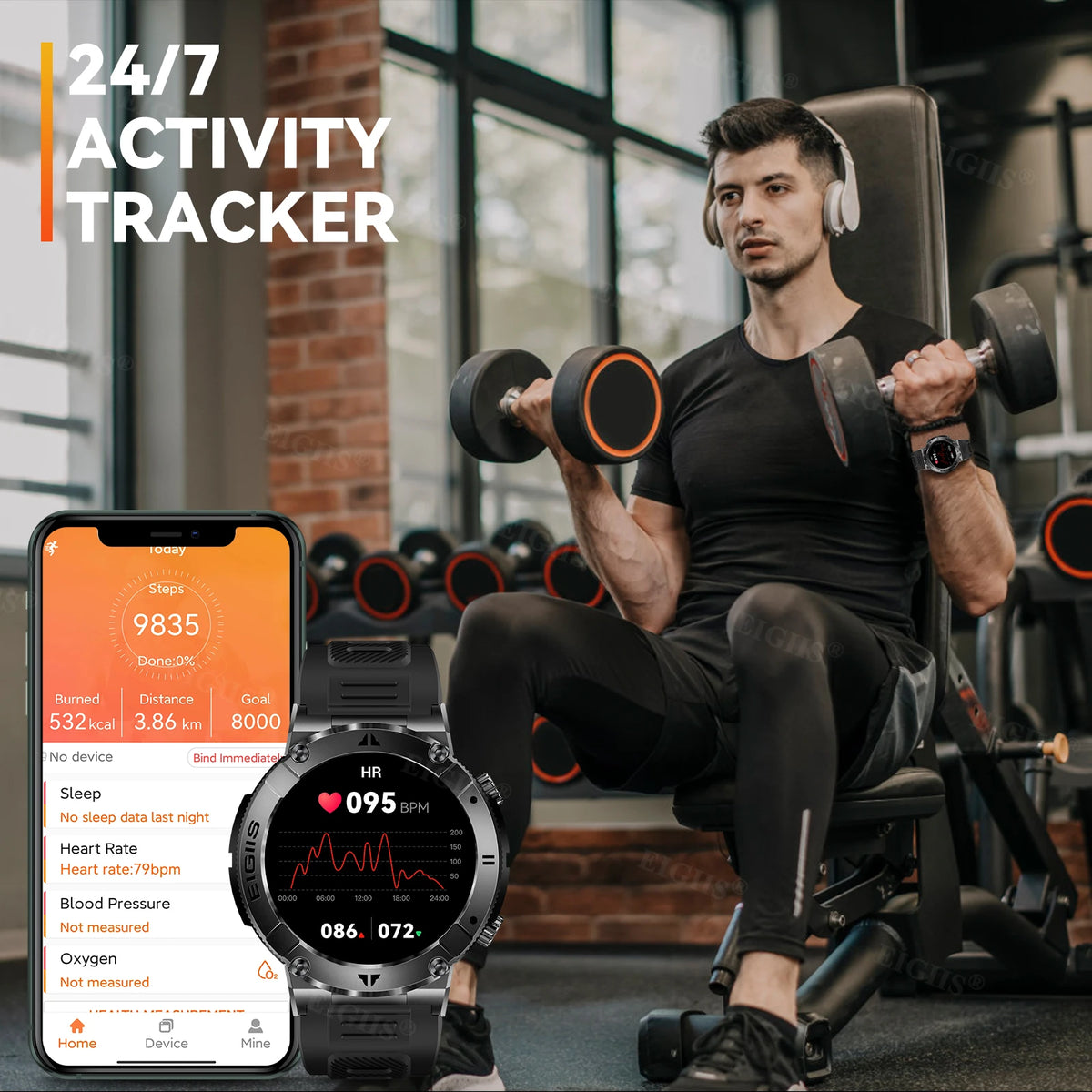 LaNikar Waterproof Smart Watch TFT Display Bluetooth Call Blood Pressure