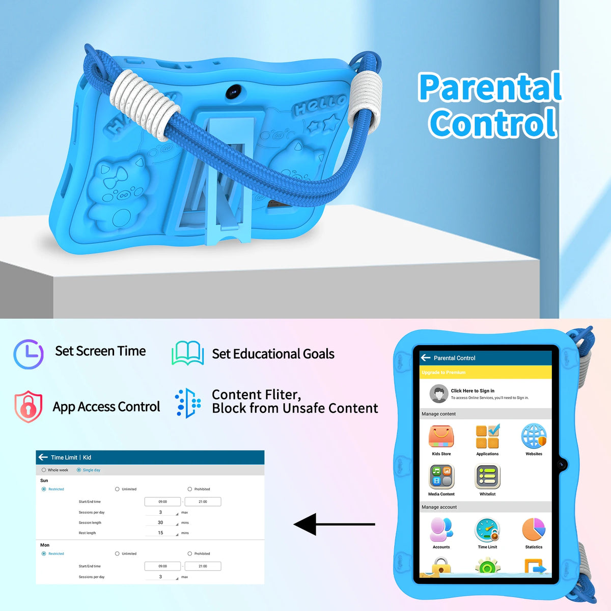 PRITOM Kids Tablet With Parental Controls Android 13