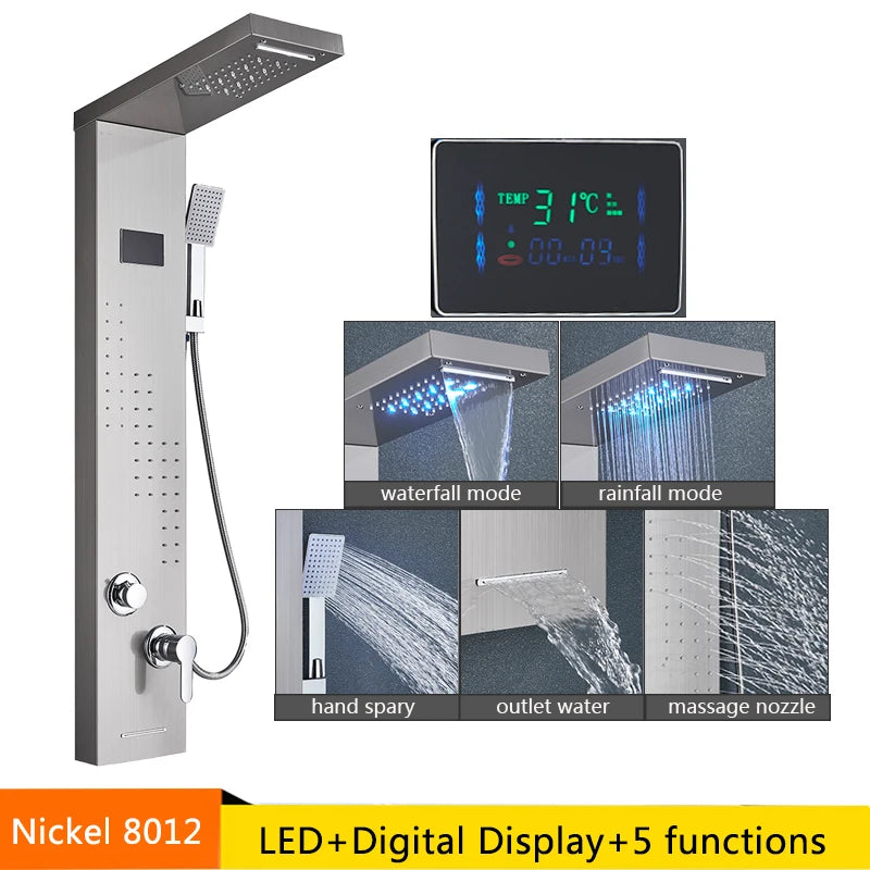 Senlesen LED Light Shower Panel Waterfall Rain Digital Display System
