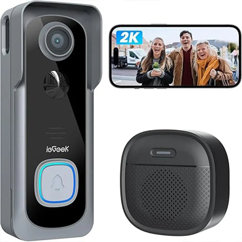 ieGeeK 2K Wireless Video Doorbell With AI Motion Detection