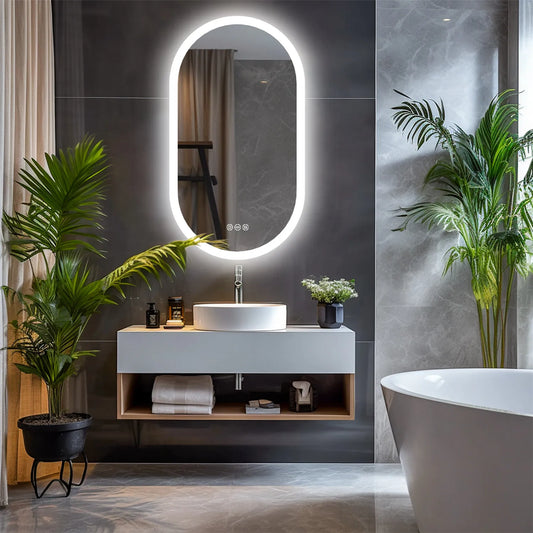 Wisfor Backlit Smart LED Bathroom Mirror Oval Anti-Fog Memory