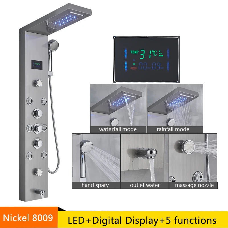 Senlesen LED Light Shower Panel Waterfall Rain Digital Display System