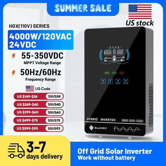 Sumry 4000W Off Grid Hybrid Inverter 24V MPPT Pure Sine