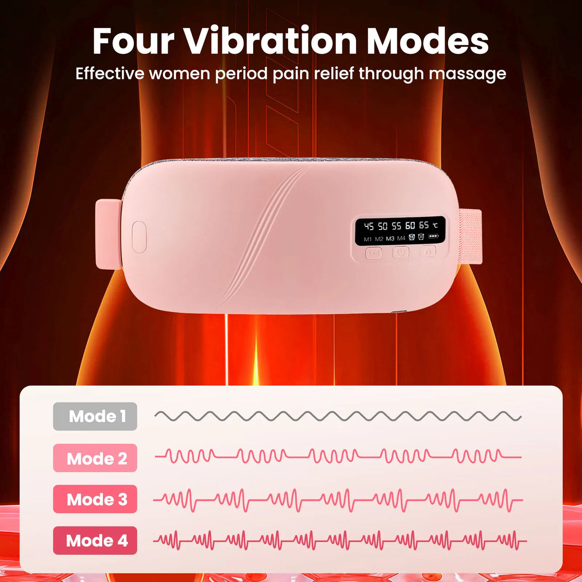 PASTSKY 5 Modes Heating Vibration Waist Massager Belt For Cramps