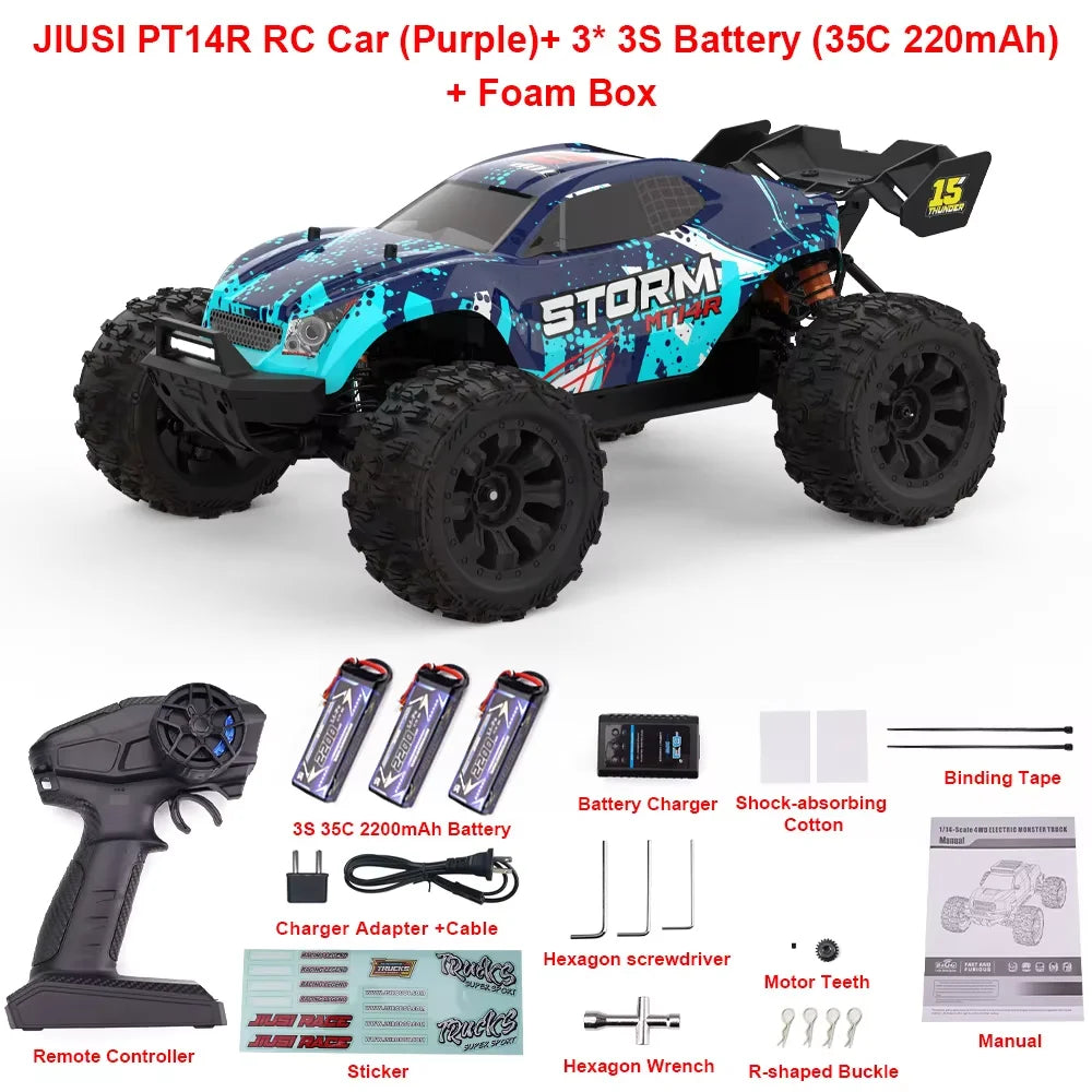 JIUSI Brushless MT14R RC Car 80kmh 4WD Racing Truck