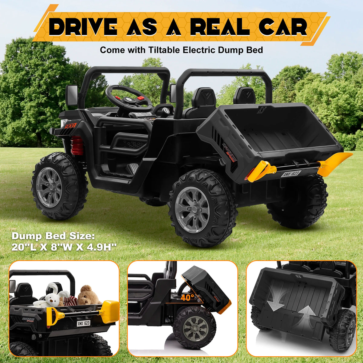 JOYRACER 24V Ride Dump Truck for Kids With Remote Control