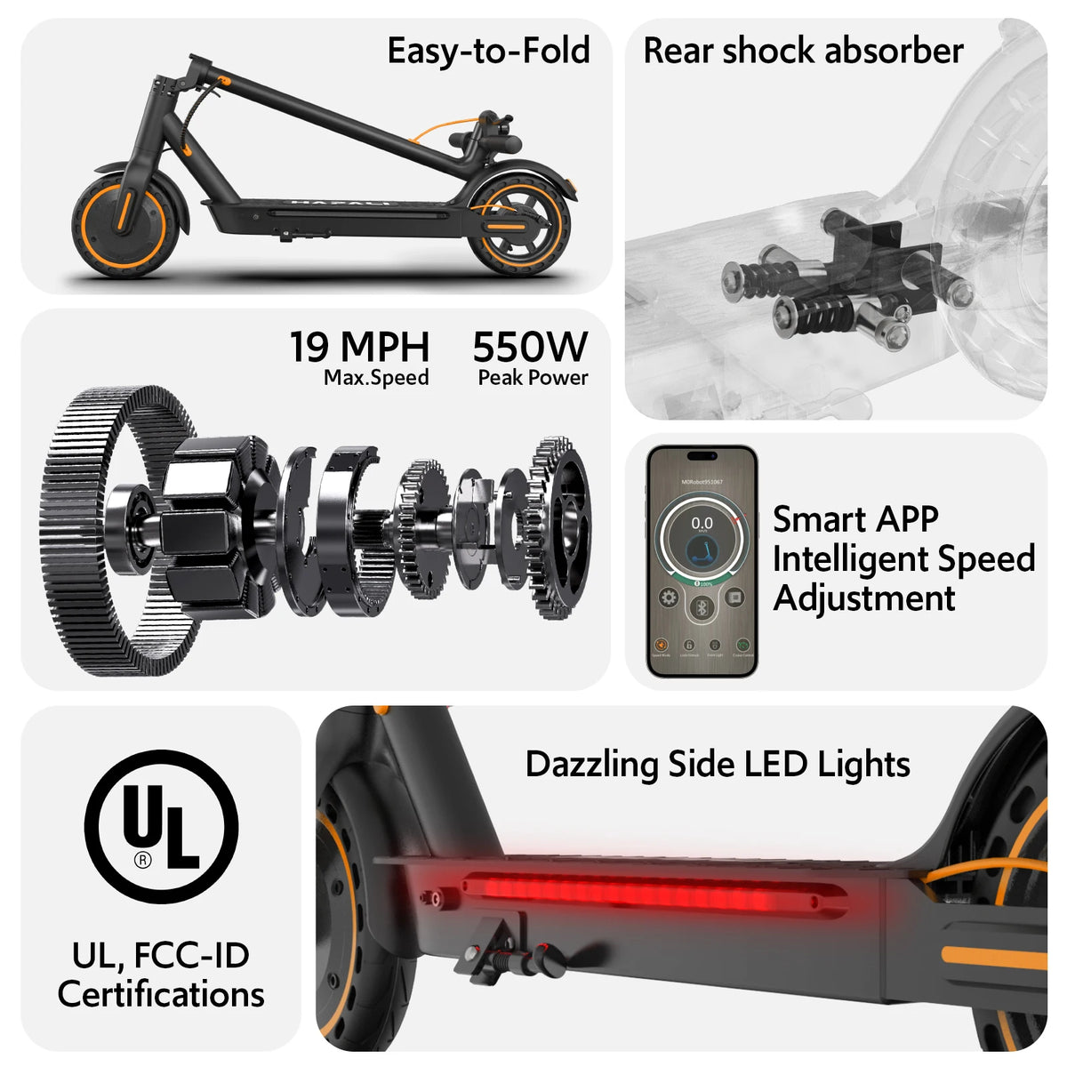 Osboo 550W Peak Motor Foldable Electric Scooter With App Control